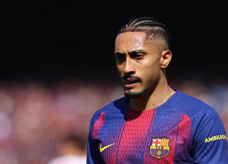 Soccer-Barcelona's Raphinha to miss Champions League quarters due to ...