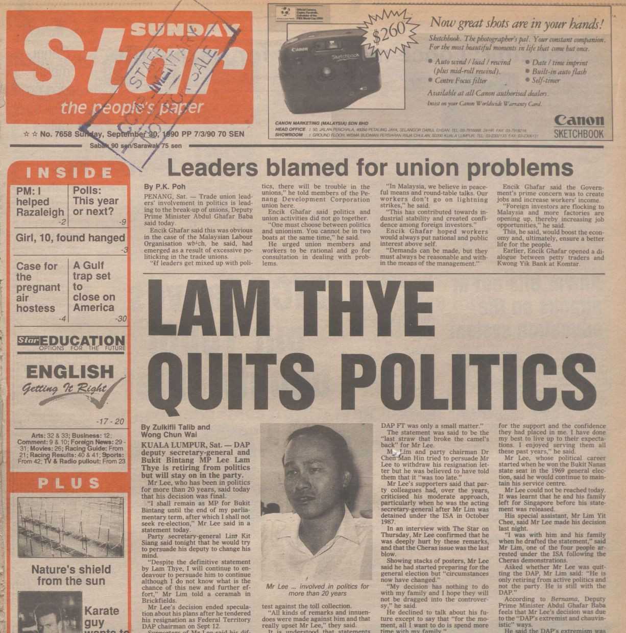 Lee is a familiar figure to The Star and our readers.