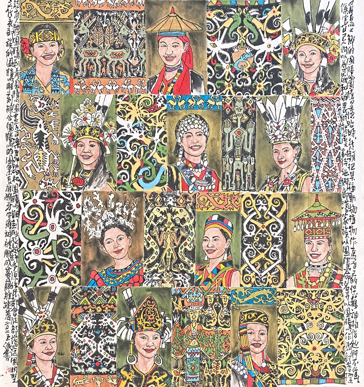 Veteran artist Lee portrays Sarawak’s diverse people in the flowing lines of a Chinese ink painting.