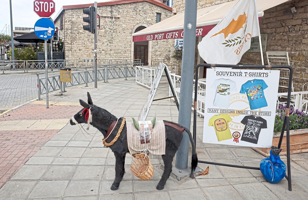 A souvenir shop in Limassol in Cyprus, which is seeing a slump in summer holiday bookings.