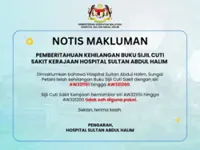 Sultan Abdul Halim Hospital MC book missing, sick leave certificates invalidated
