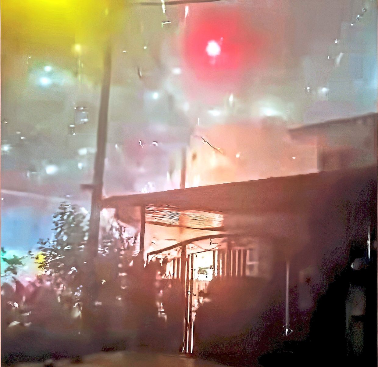 Screenshot of an explosion at Nibong Tebal fireworks stall in Penang last month which put properties and vehicles in the vicinity at risk.