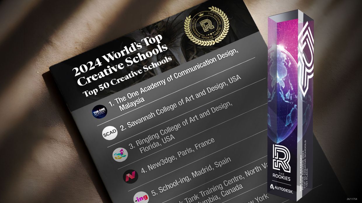 The One Academy was ranked the world’s No. 1 Creative School at the 2024 Rookies World University Rankings. 