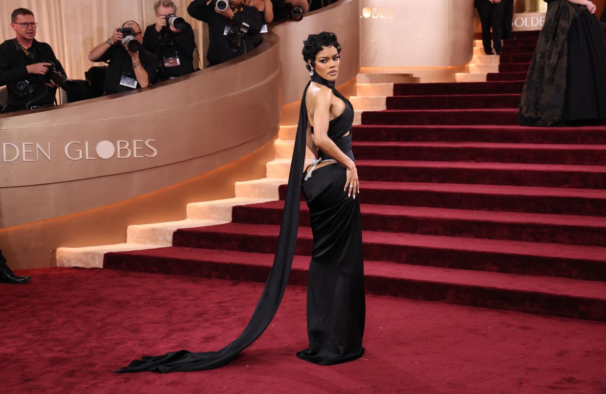 Teyana Taylor strikes a pose on the red carpet at this year's Golden Globe Awards. PHoto: AFP