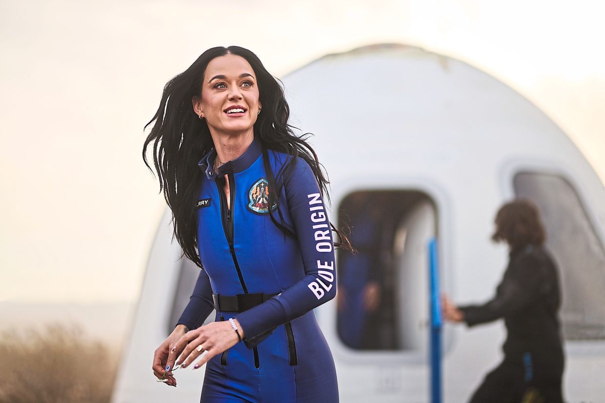 US singer Katy Perry after her trip to space on April 14, 2025. — blueorigin.com