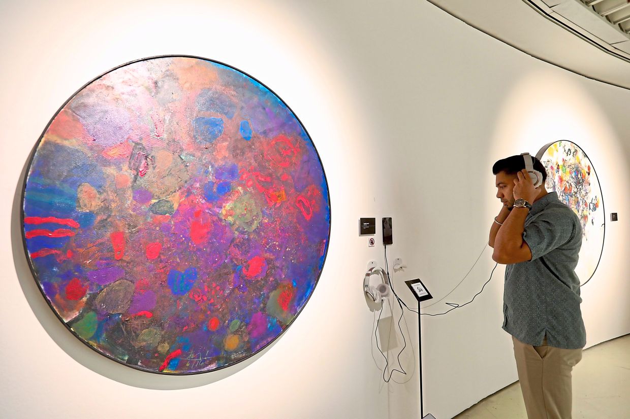A view of the 'What Song Do You Hear When You See This Painting?' exhibition at Galeri Petronas. Tomorrow the gallery will feature a live programme, featuring sound and poetry. Photo: The Star/Filepic 