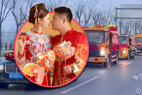 Man in China uses septic tank trucks on wedding day; bride happily embraces unique choice