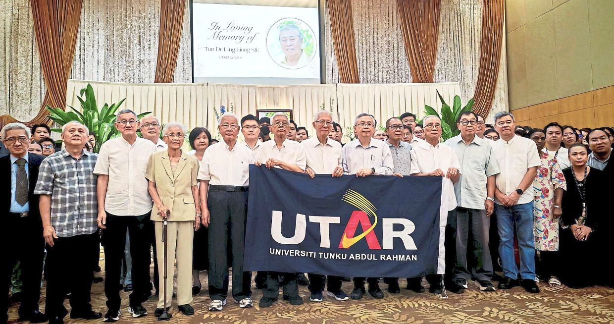 Community in mourning: UTAR senior leadership alongside representatives from the university paying tribute to Dr Ling. — Photo courtesy of Dr Wee’s Facebook page