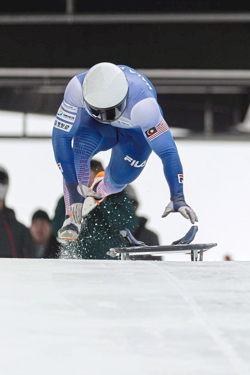 In skeleton, athletes sprint for around 20m-30m while pushing their sled before diving onto it headfirst, navigating a twisting ice track with nothing but their body and subtle shifts of their head, shoulders, knees and toes, describes Yaw (pic). Photo: Jonathan Yaw