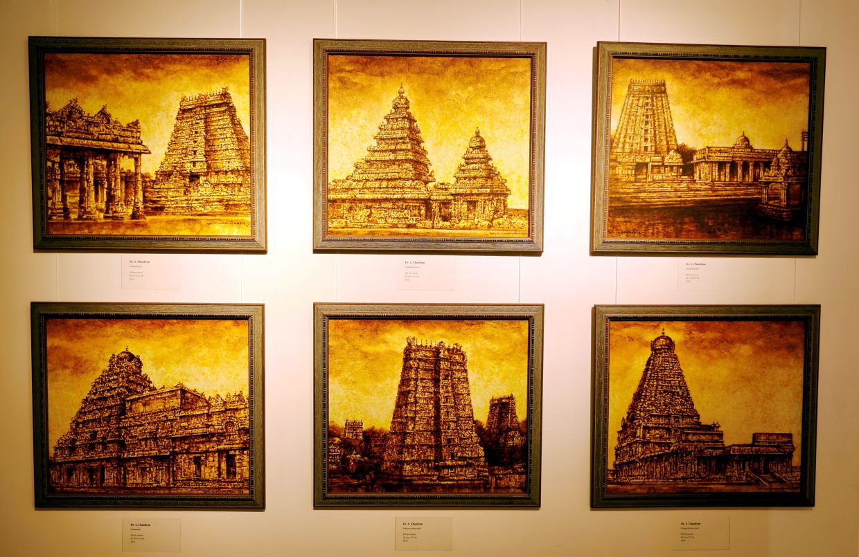 The 'Architecture Of Devotion' exhibition features 164 artworks that document the spiritual and architectural grandeur of Indian temples in the region and beyond. Photo: The Star/Low Boon Tat 