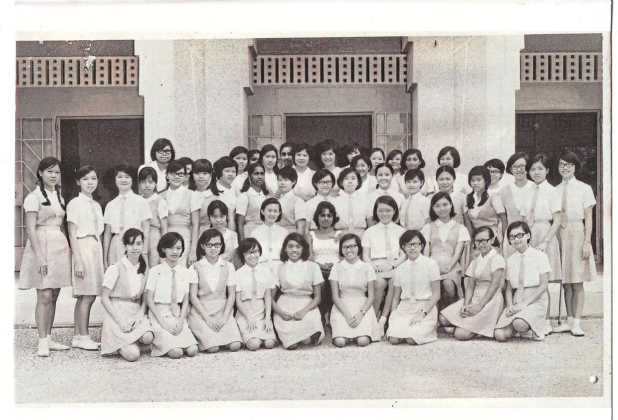 Students posing for a class photo at Pudu English Secondary School in June 1968.