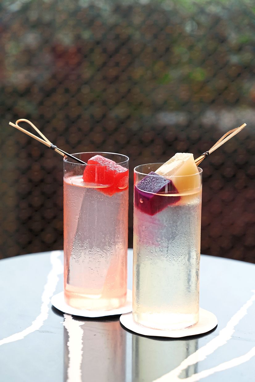 Watermelon Sugar Highball (left) and Oolong Cha.