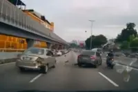 Motorcyclist seriously injured in six-vehicle pile-up on LDP