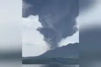 Japan volcano erupts sending plumes of ash 3.4km high