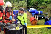 26 drums containing unidentified liquid found oil palm plantation near Jempol
