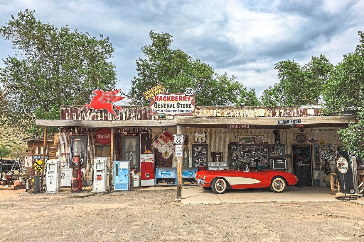 Some gas stations and diners from decades ago have been restored as tourist attractions.