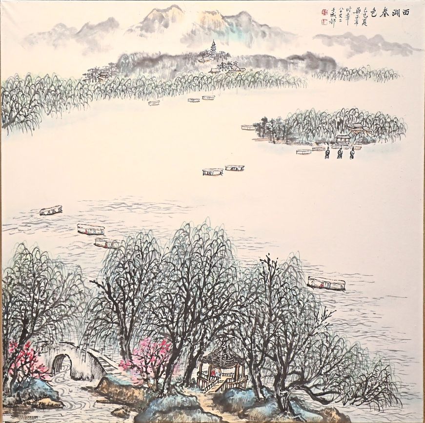 Artwork titled ‘West Lake in Spring’ by Chinese artist Wu Yifeng.