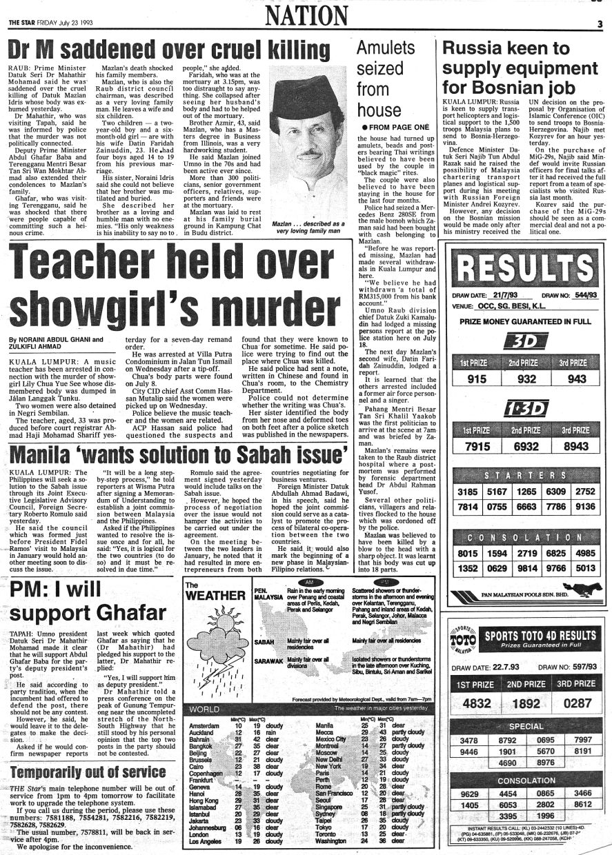 A report including a reaction from then-prime minister Tun Dr Mahathir Mohamad. — The Star