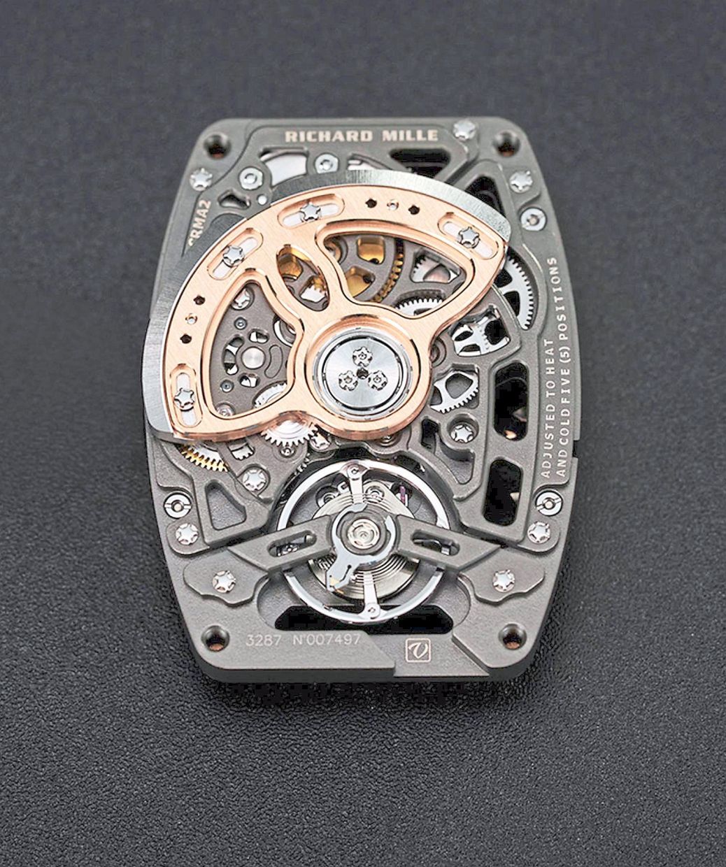 The dial is built upon the in-house automatic CRMA2 calibre, skeletonised and crafted from grade 5 titanium.