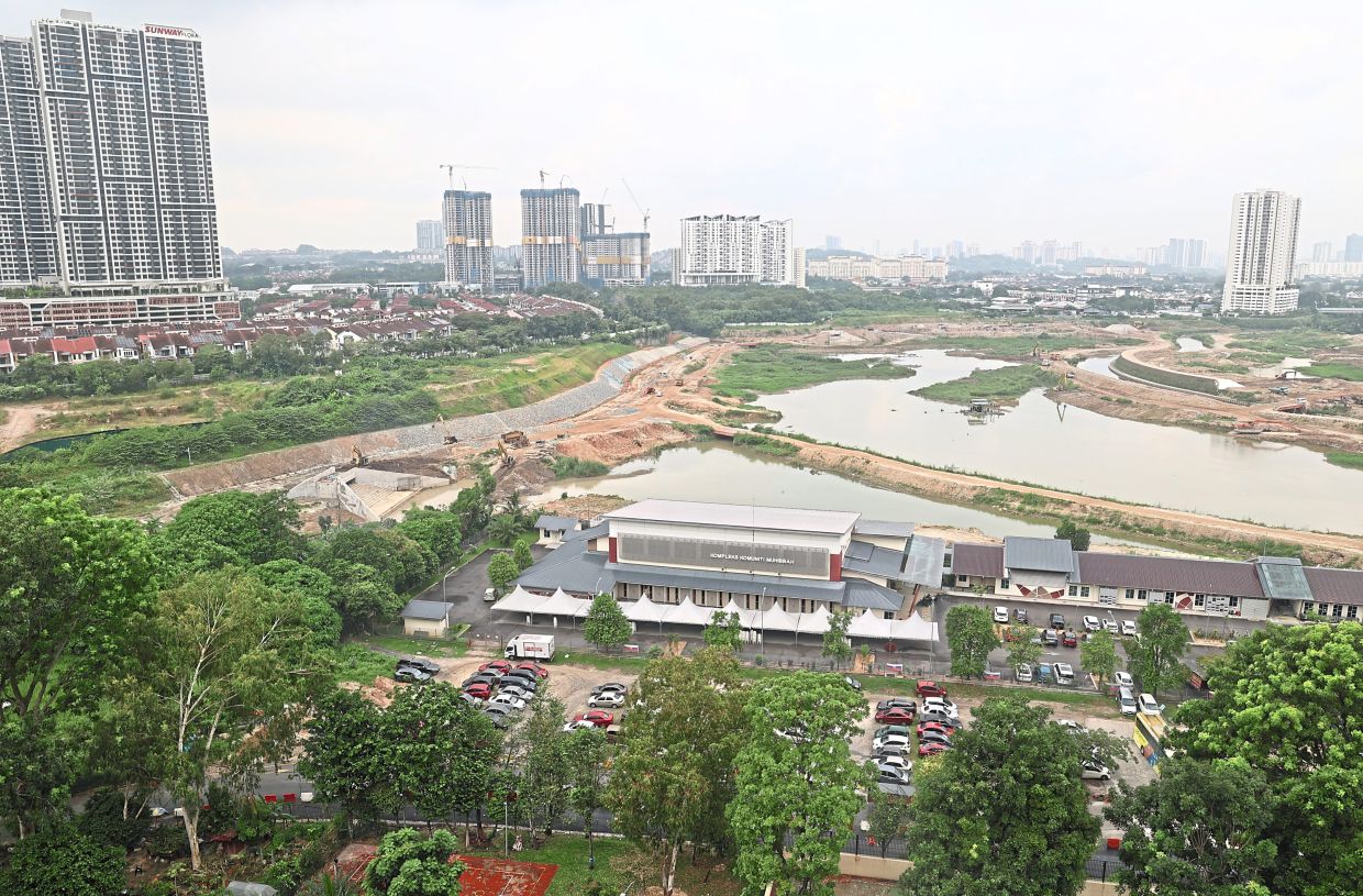 A bird’s eye view of the Kampung Bohol flood retention pond upgrade.