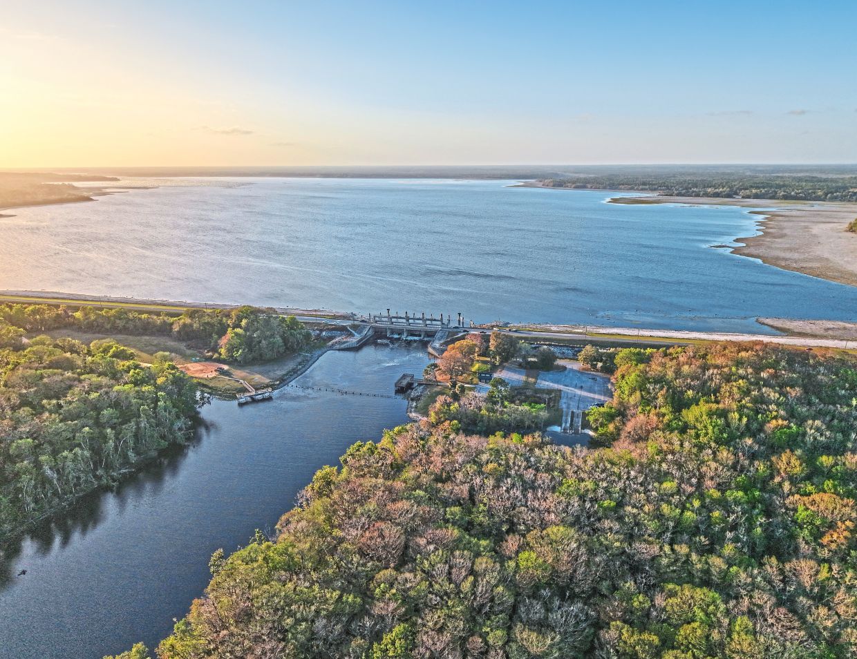 The Kirkpatrick Dam, Rodman Reservoir and spillway are visible in Palatka.