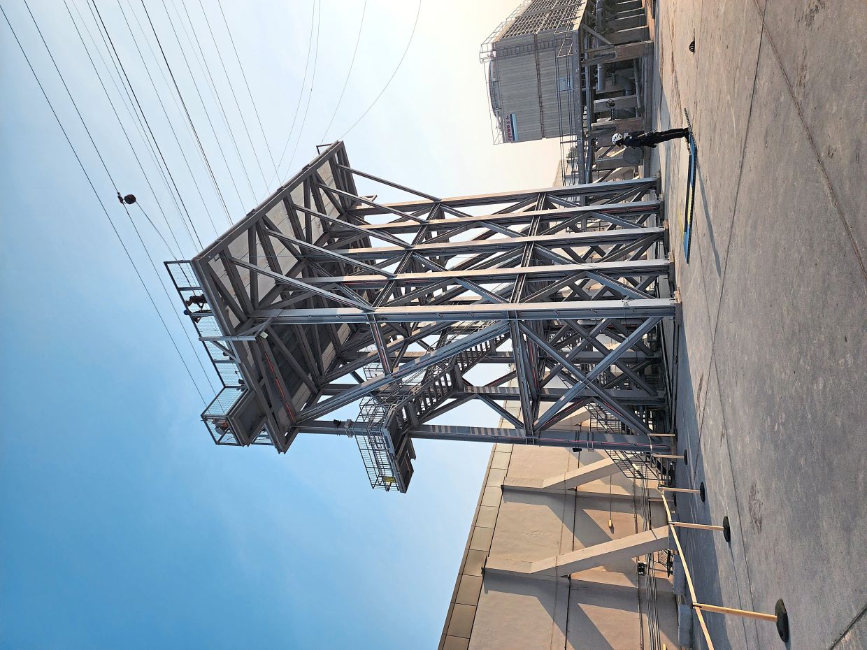 The three-storey high platform for Zipcity’s Challenge Jump in Macao. — FLOREY D. MIKIL/The Star