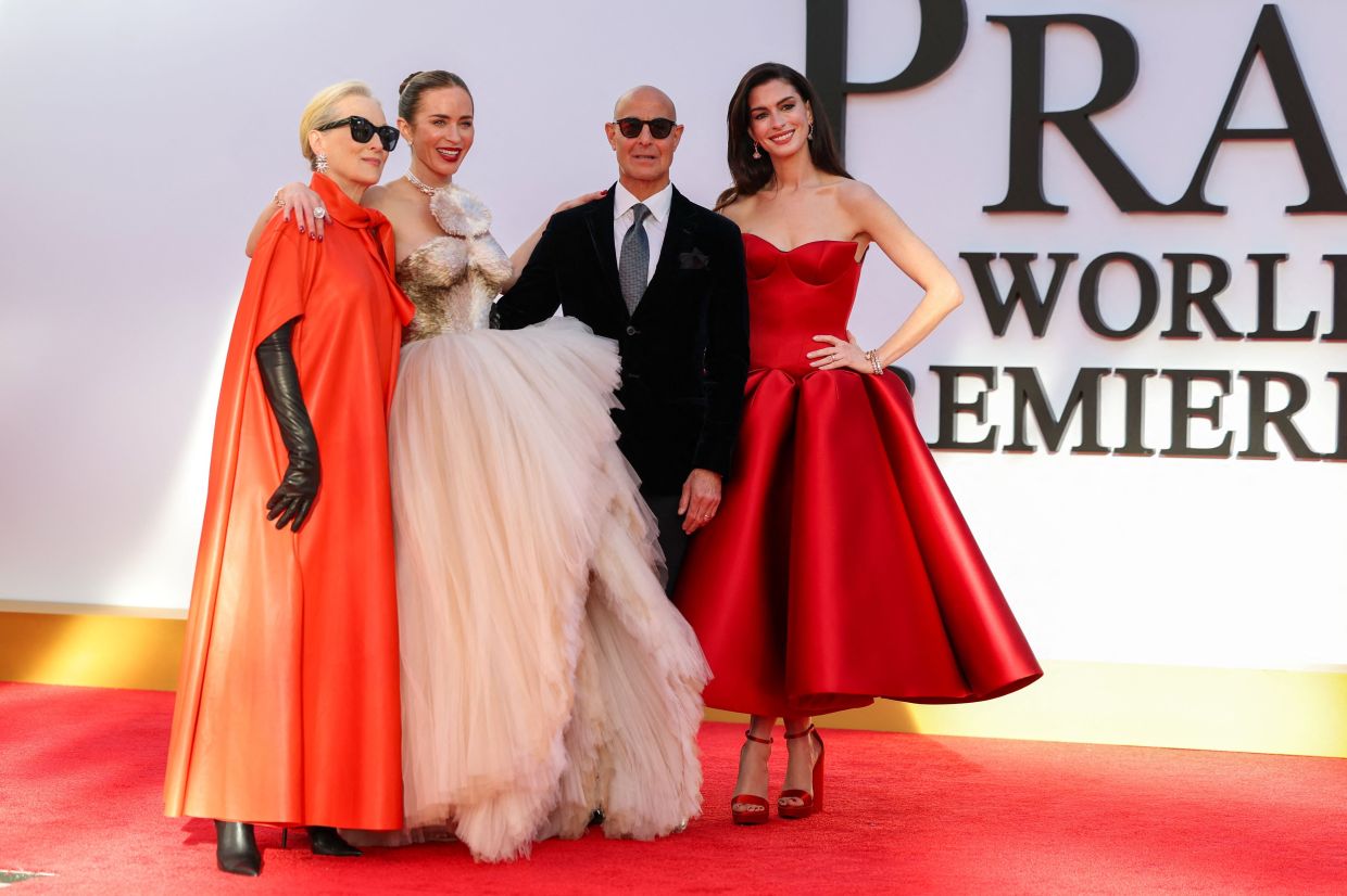 From left: Meryl Streep, Emily Blunt, Stanley Tucci and Anne Hathaway attend the world premiere of 'The Devil Wears Prada 2' at Lincoln Center in New York City. Photo: AFP
