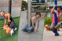 Climbing lamp posts cross-legged challenge goes viral in China with players often needing rescue