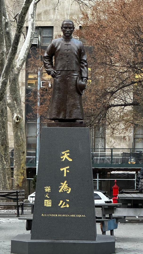 The statue of Sun Yat-sen in Manhattan's Chinatown.