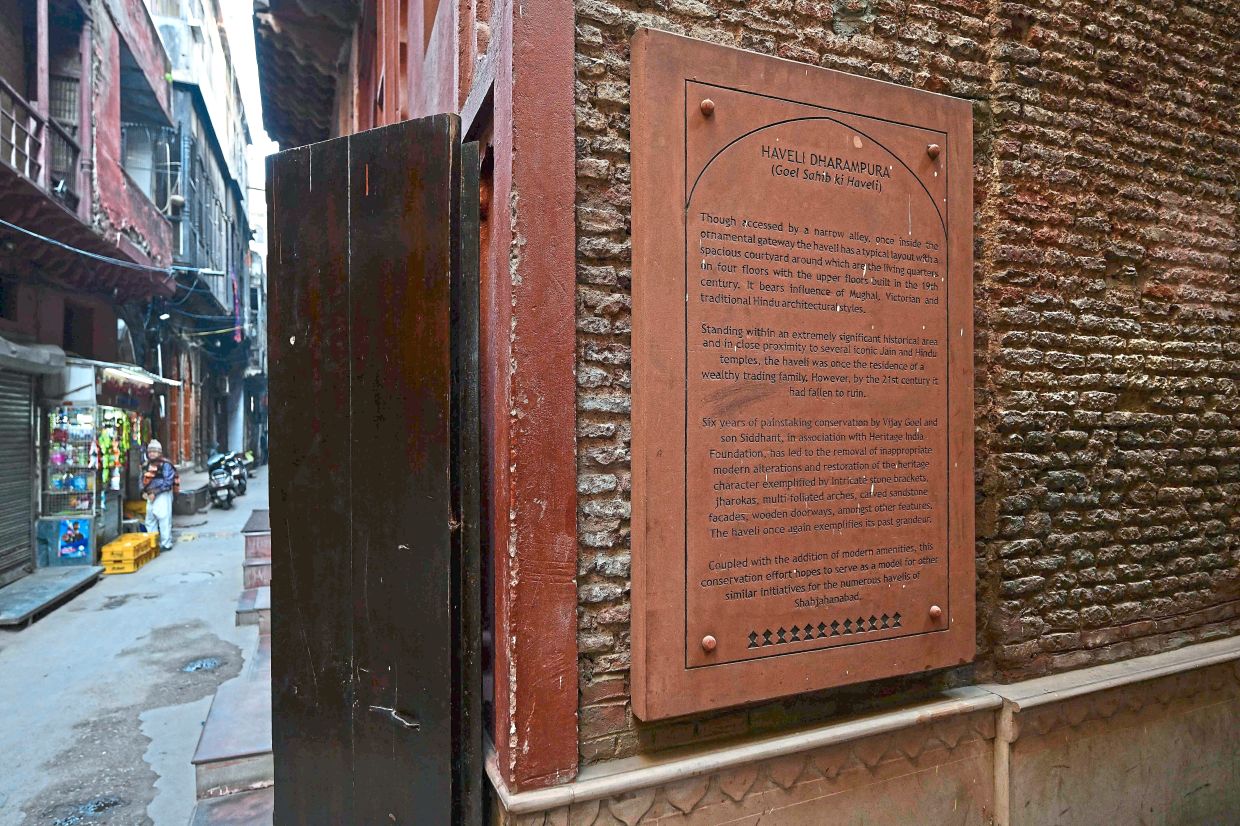 An alley near the Dharampura Haveli, an 18th-century haveli-turned-heritage hotel. Photo: AFP 