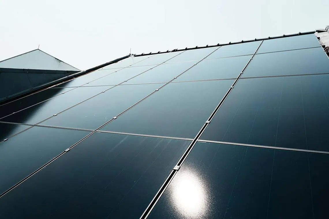 Homeowner Mathew Pereira said that he had been thinking of installing solar panels for his three-storey house since 2020, but held back given the higher upfront costs back then. -- PHOTO: SOLAR LAB