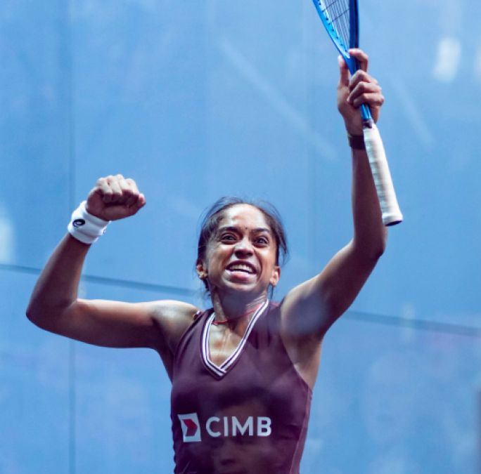 I did it!: S. Sivasangari celebrates her victory in the Grasshopper Cup.