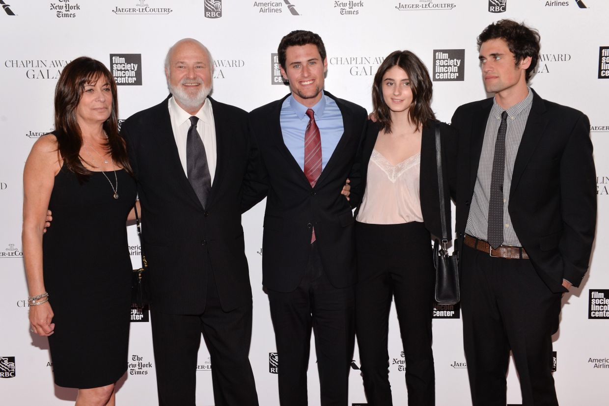 (From left) Michele Reiner, Rob Reiner, Jake Reiner, Romy Reiner and Nick Reiner in 2014. Photo: AP