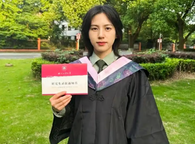 Shen, above, swapped a hard life in the military for the strictures of university life. -Baidu