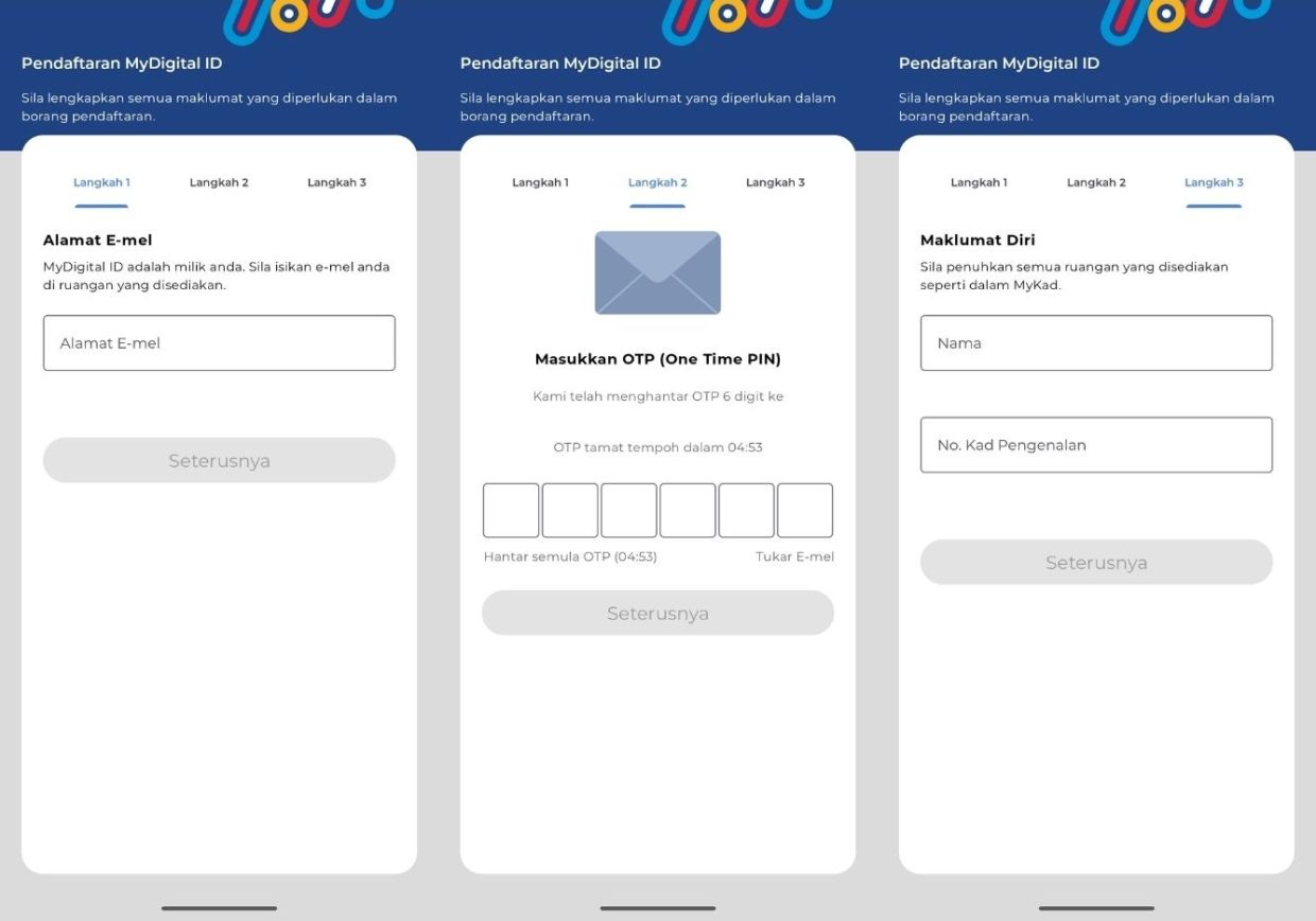 After selecting online registration, review and accept the app’s privacy policy, then enter their email address and the one-time password (OTP) sent to their email.