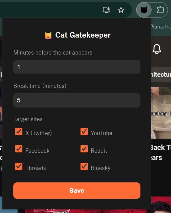 Cat Gatekeeper tab on Chrome. — Screengrab