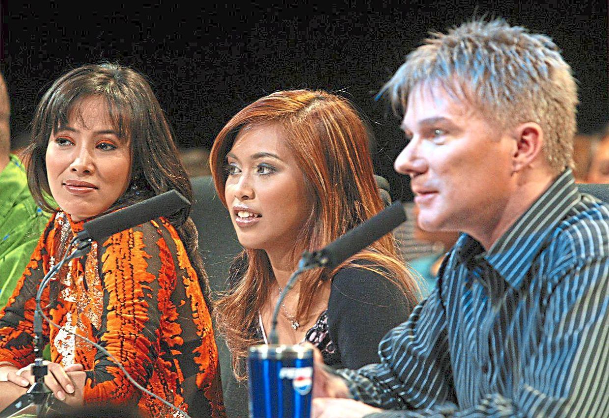 (From left) Fauziah with guest judge Dayang Nurfaizah and Paul Moss on Malaysian Idol. Photos: Handout
