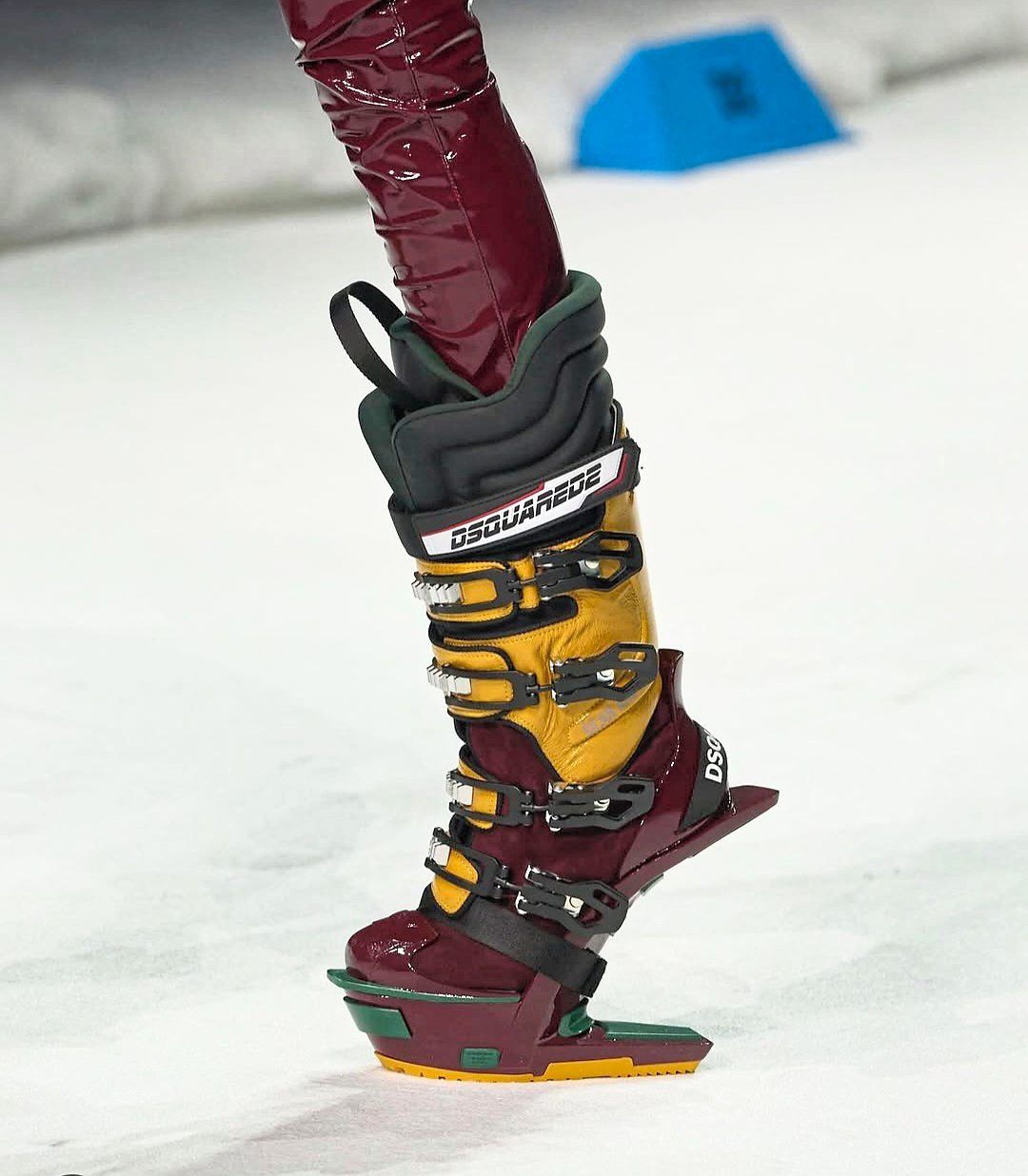 Borrowing from ski boots, this avant-garde footwear delivers a bold statement with its striking, experimental silhouette. Photo: Dsquared2