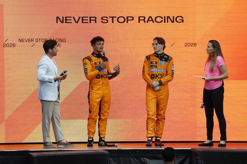 Reigning champion Lando Norris and teammate Oscar Piastri joined double champions Mika Hakkinen and Emerson Fittipaldi in ‌thrilling the fans ahead of what would have been a 1,000th grand prix celebration but for conflict in the Middle East.