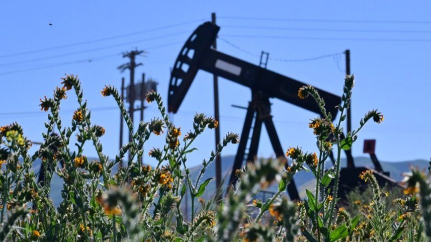 Oil prices soared more than five per cent to a fresh four-year high Thursday while stocks fell after Donald Trump warned the US blockade of Iranian ports could last months as peace talks remained stalled.