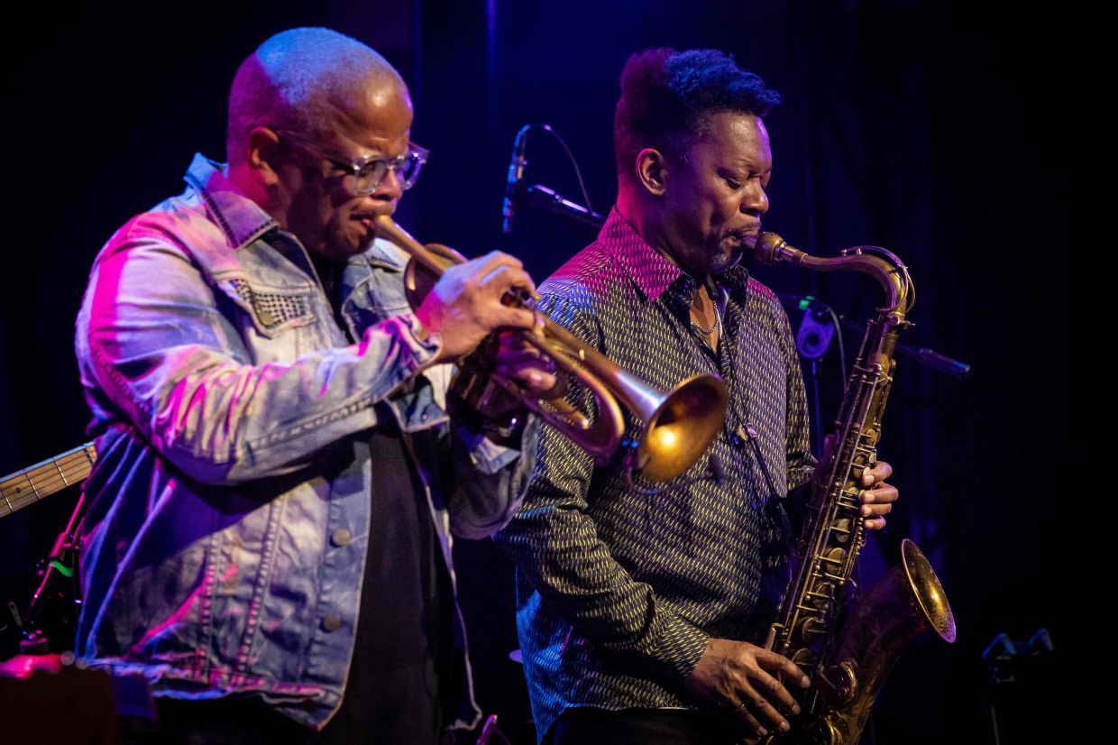 Blanchard (left) and Coltrane perform on the stage of the Impart jazz club in Wroclaw during a concert in honour of Miles Davis and John Coltrane as part of the Jazz nad Odra festival on April 26. Photo: AFP 