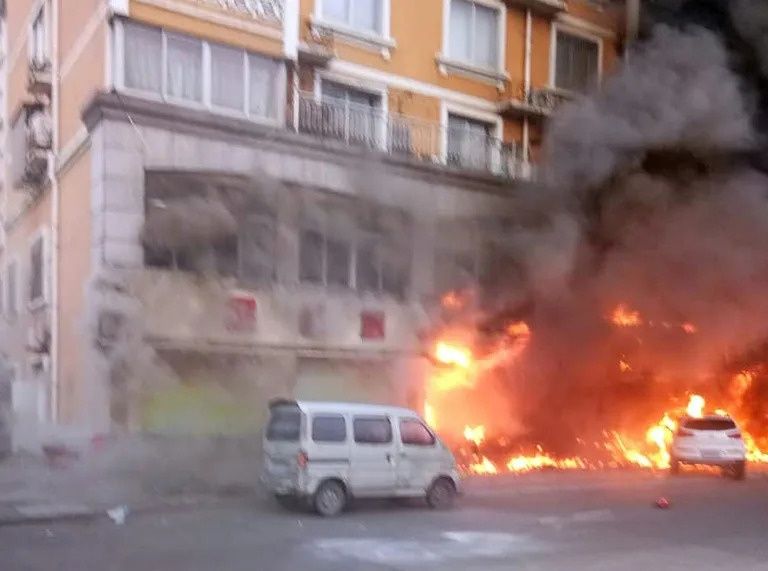 Five people were rescued from the blaze unharmed.