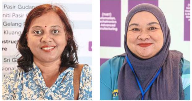 Doing their part: Veliyemah and Nor Shazwani say they have been using soial media to promote TVET.