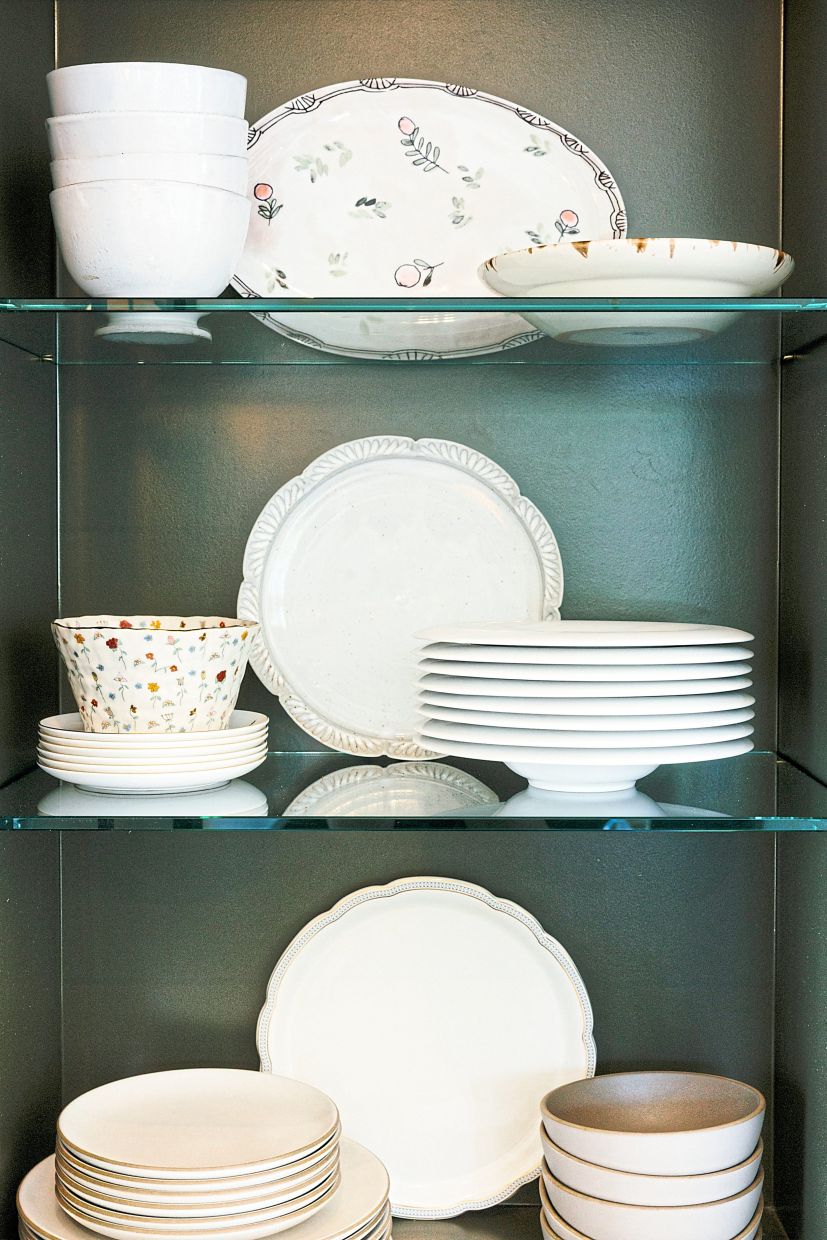 A collection of plates and bowls at Padman’s home. 