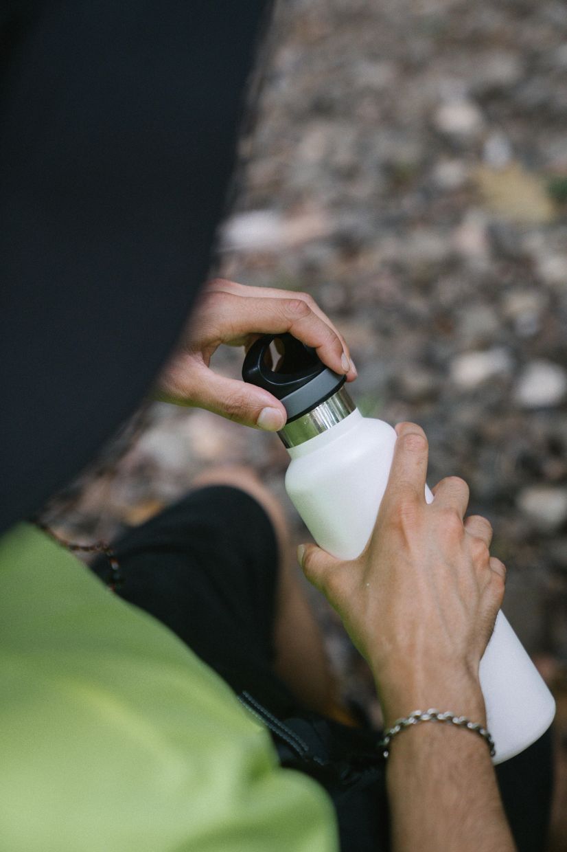 A stainless-steel water bottle is great for hydration as well as protection. 