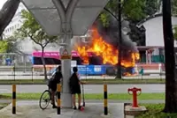 SMRT bus catches fire near Woodgrove Primary School in Woodlands; no injuries reported