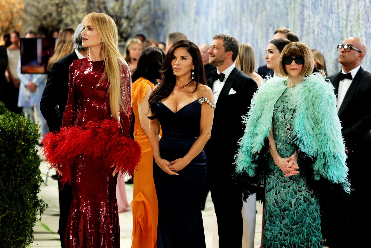 (From left) Nicole Kidman, Lauren Sanchez and Anna Wintour at this year's Met Gala. Photo: Reuters