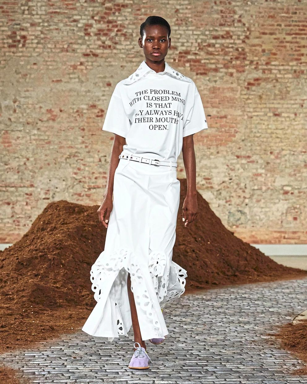 Slogan tees are making a statement – literally. Photo: Moschino