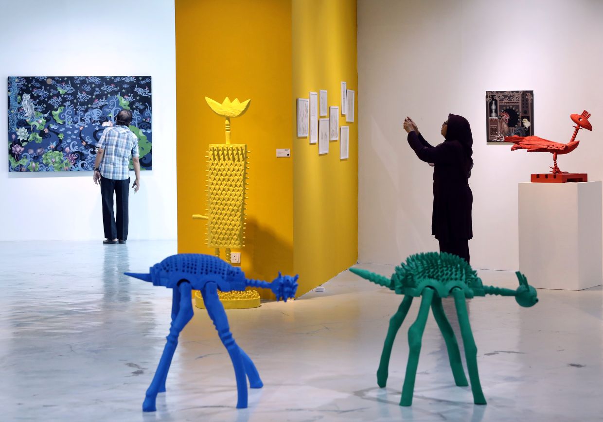 A view Galeri Puteh's 'Inherited Souls', a husband-and-wife exhibition, featuring Tengku Sabri Ibrahim and Mastura Abdul Rahman. The show features a new series of sculptures and paintings. Photo: The Star/Azlina Abdullah 