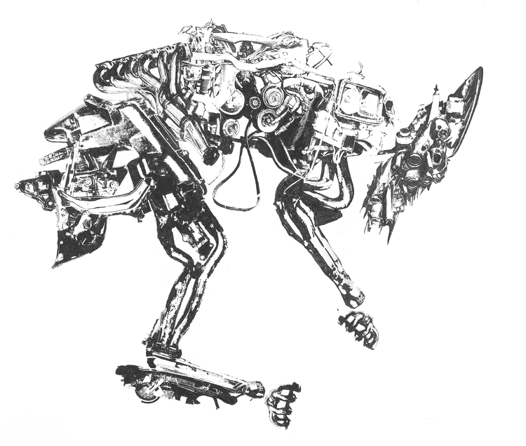 Silas Oo's artwork 'Canis' (pen on paper, 2026). Photo: The Backroom Gallery